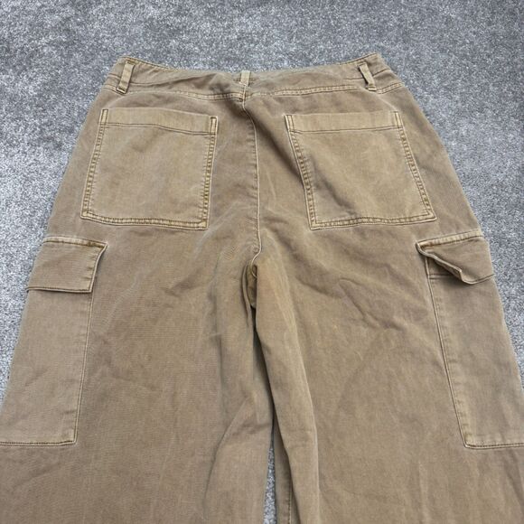 GAP Khaki Cargo Mojave Wide Leg Pants Womens 12 Brown High Rise Garment Dyed - Picture 5 of 16